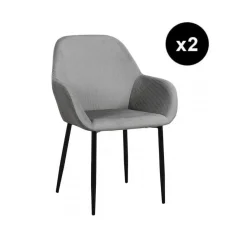 3S. x Home Lot de 2 Fauteuils GIULIA Foncé Velours Côtelé Gris Online