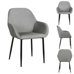 3S. x Home Lot de 2 Fauteuils GIULIA Foncé Velours Côtelé Gris Online