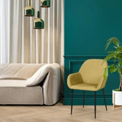 3S. x Home Lot de 2 Fauteuils GIULIA Moutarde Velours Côtelé Jaune