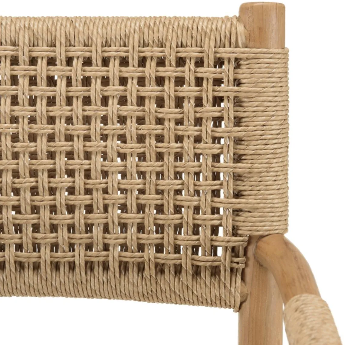 Macabane Lot de 2 fauteuils jardin accoudoirs teck rotin synthétique beige VALERIA