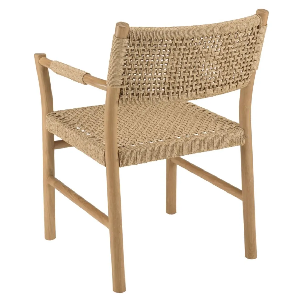 Macabane Lot de 2 fauteuils jardin accoudoirs teck rotin synthétique beige VALERIA