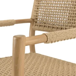 Macabane Lot de 2 fauteuils jardin accoudoirs teck rotin synthétique beige VALERIA