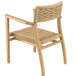 Macabane Lot de 2 fauteuils jardin teck rotin synthétique motif losange VALERIA