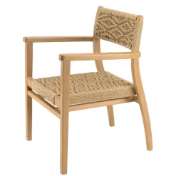 Macabane Lot de 2 fauteuils jardin teck rotin synthétique motif losange VALERIA
