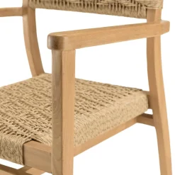 Macabane Lot de 2 fauteuils jardin teck rotin synthétique motif losange VALERIA