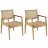 Macabane Lot de 2 fauteuils jardin teck naturel rotin synthétique beige VALERIA