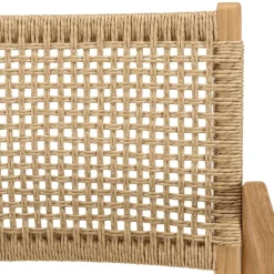 Macabane Lot de 2 fauteuils jardin teck naturel rotin synthétique beige VALERIA
