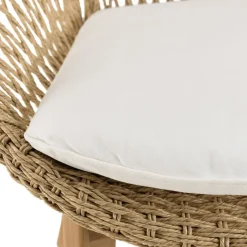 Macabane Lot de 2 fauteuils jardin arrondi teck rotin synthétique et coussin VALERIA Sale