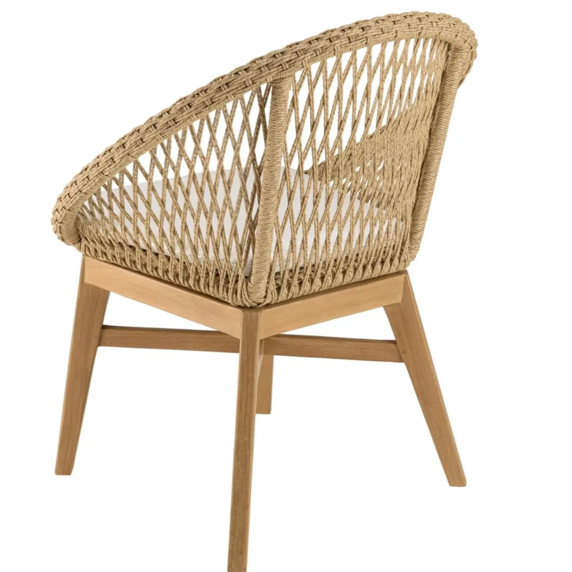 Macabane Lot de 2 fauteuils jardin arrondi teck rotin synthétique et coussin VALERIA Sale