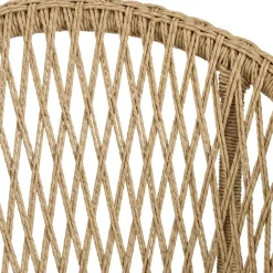 Macabane Lot de 2 fauteuils jardin arrondi teck rotin synthétique et coussin VALERIA Sale