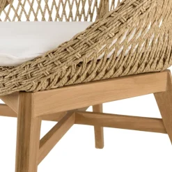 Macabane Lot de 2 fauteuils jardin arrondi teck rotin synthétique et coussin VALERIA Sale