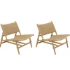 Macabane Lot de 2 fauteuils lounge jardin teck rotin synthétique relief VALERIA New