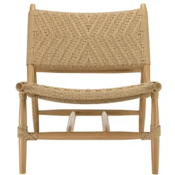 Macabane Lot de 2 fauteuils lounge jardin teck rotin synthétique relief VALERIA New