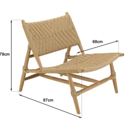 Macabane Lot de 2 fauteuils lounge jardin teck rotin synthétique relief VALERIA New