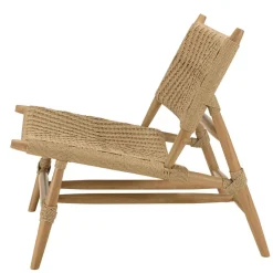 Macabane Lot de 2 fauteuils lounge jardin teck rotin synthétique relief VALERIA New
