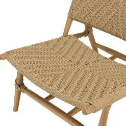 Macabane Lot de 2 fauteuils lounge jardin teck rotin synthétique relief VALERIA New