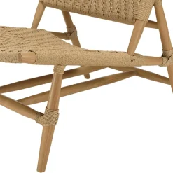 Macabane Lot de 2 fauteuils lounge jardin teck rotin synthétique relief VALERIA New