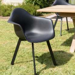 Macabane Lot de 6 fauteuils noirs dossier arrondi MALO Hot