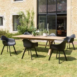 Macabane Lot de 6 fauteuils noirs dossier arrondi MALO Hot