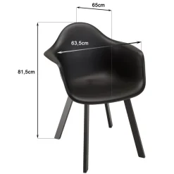 Macabane Lot de 6 fauteuils noirs dossier arrondi MALO Hot