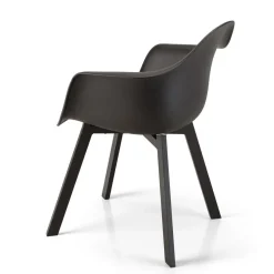 Macabane Lot de 6 fauteuils noirs dossier arrondi MALO Hot