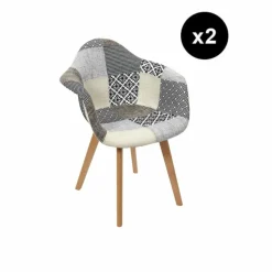 3S. x Home Lot de 2 Fauteuils Patchwork Gris Outlet