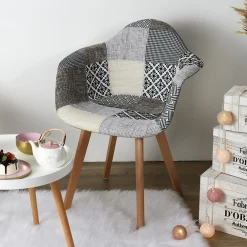 3S. x Home Lot de 2 Fauteuils Patchwork Gris Outlet