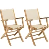 Macabane Lot de 2 fauteuils pliants textilène couleur beige Discount