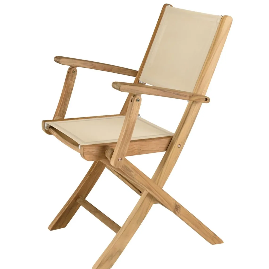 Macabane Lot de 2 fauteuils pliants textilène couleur beige Discount