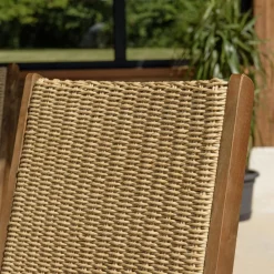 Macabane Lot de 2 fauteuils pliants acacia huilé et rotin synthétique VICK