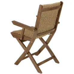 Macabane Lot de 2 fauteuils pliants acacia huilé et rotin synthétique VICK