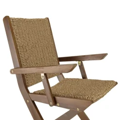 Macabane Lot de 2 fauteuils pliants acacia huilé et rotin synthétique VICK