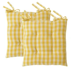 Becquet Lot de 2 Galettes de chaise VICHY jaune New