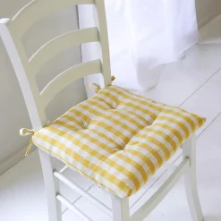 Becquet Lot de 2 Galettes de chaise VICHY jaune New