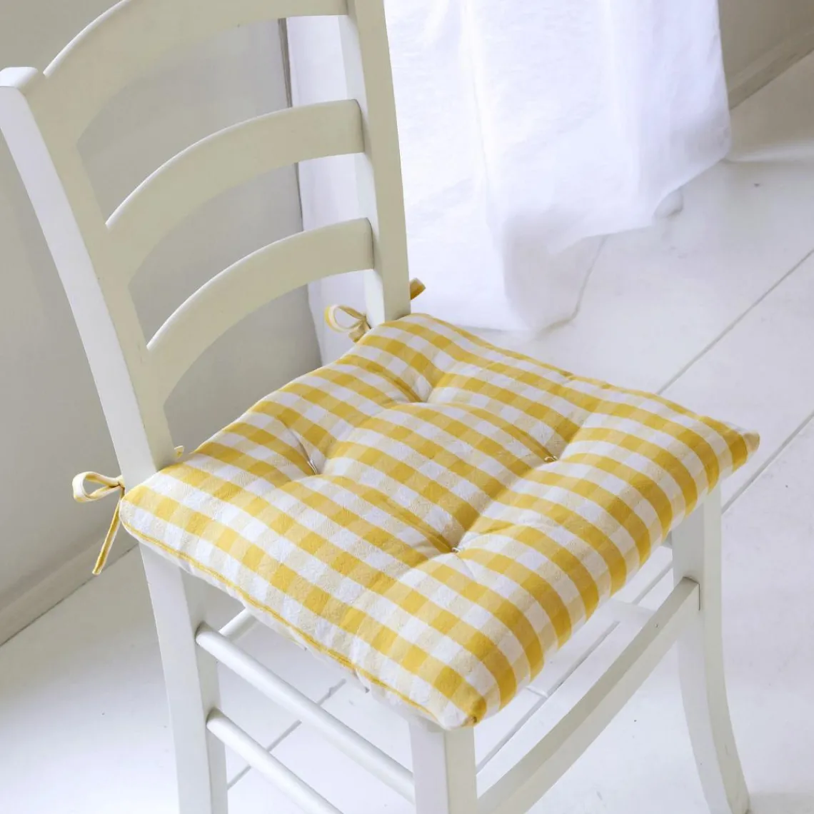 Becquet Lot de 2 Galettes de chaise VICHY jaune New
