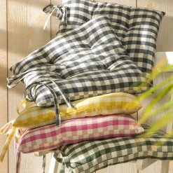 Becquet Lot de 2 Galettes de chaise VICHY jaune New