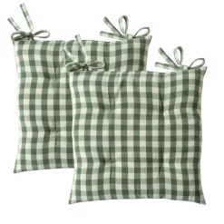 Becquet Lot de 2 Galettes de chaise VICHY vert foncé Best