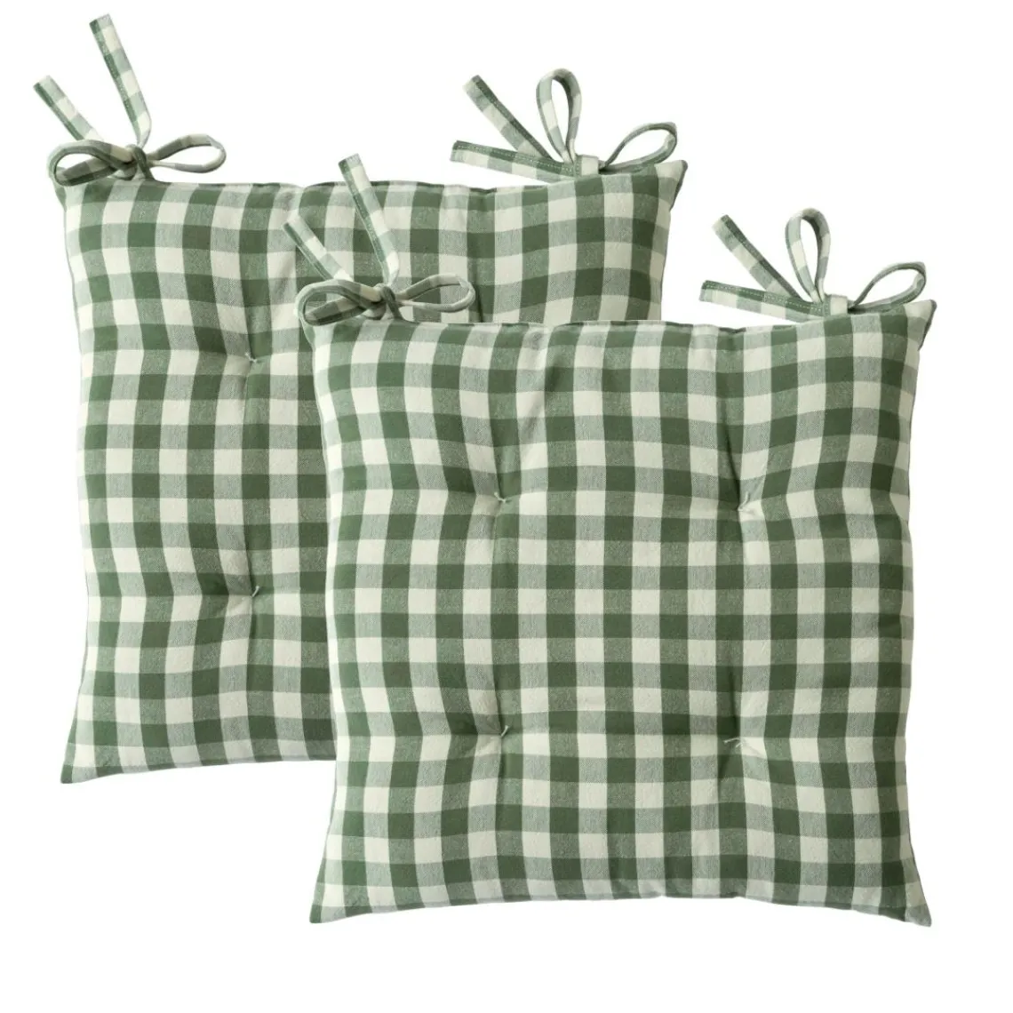 Becquet Lot de 2 Galettes de chaise VICHY vert foncé Best