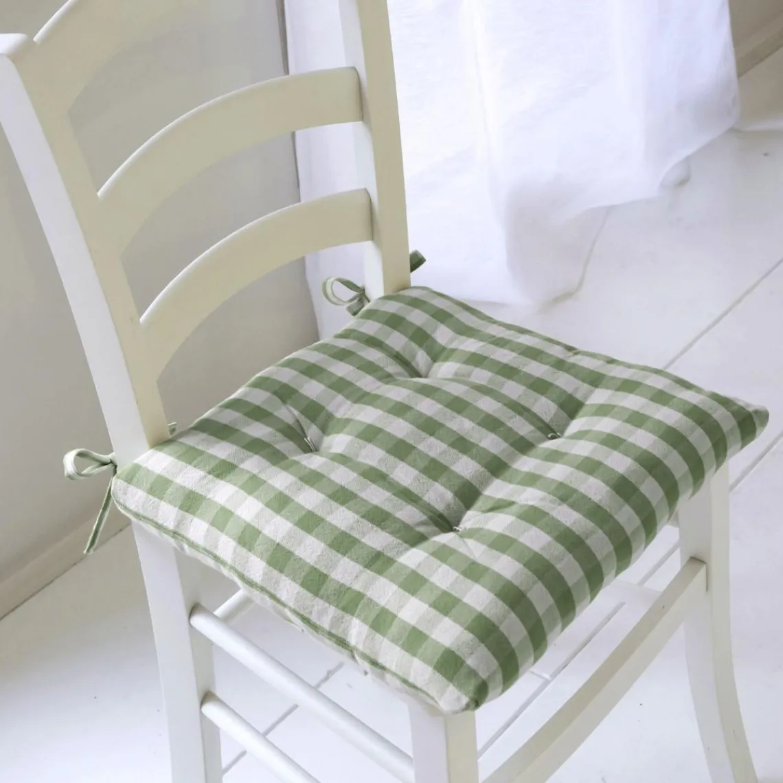 Becquet Lot de 2 Galettes de chaise VICHY vert foncé Best