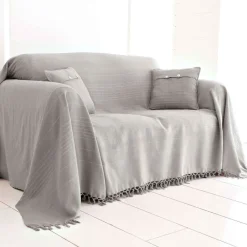 Becquet Lot de 2 housses coussin uni en coton - Gris New