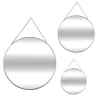 3S. x Home Lot de 3 miroirs ronds avec chaine Doré Hot