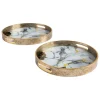 3S. x Home Lot de 2 plateaux Inaya Doré Clearance