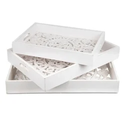 3S. x Home Lot de 3 plateaux style oriental avec moulures blanc Hot