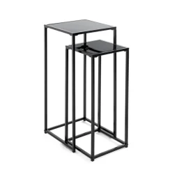 3S. x Home Lot de 2 porte plantes acier laqué noir Online