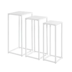3S. x Home Lot de 3 porte plantes acier blanc