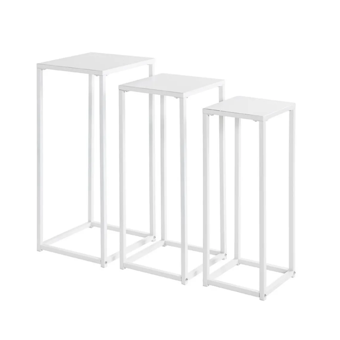 3S. x Home Lot de 3 porte plantes acier blanc