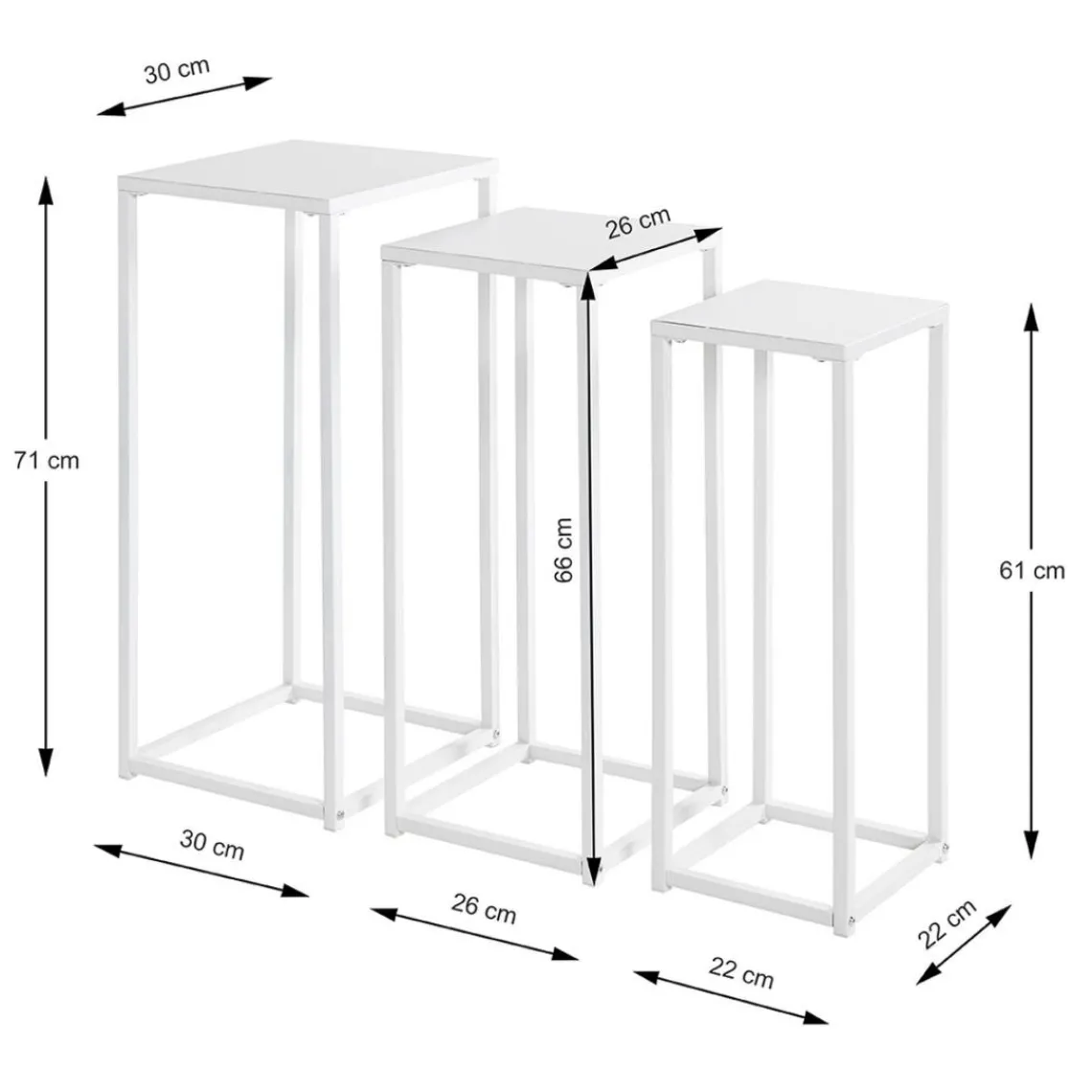 3S. x Home Lot de 3 porte plantes acier blanc