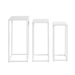 3S. x Home Lot de 3 porte plantes acier blanc