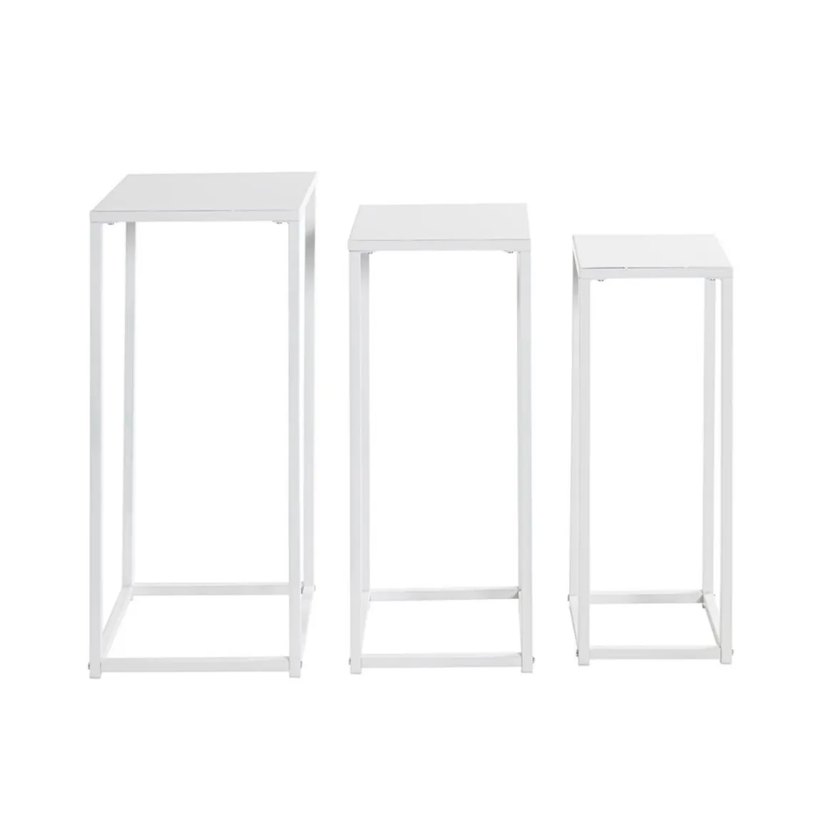 3S. x Home Lot de 3 porte plantes acier blanc