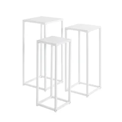 3S. x Home Lot de 3 porte plantes acier blanc